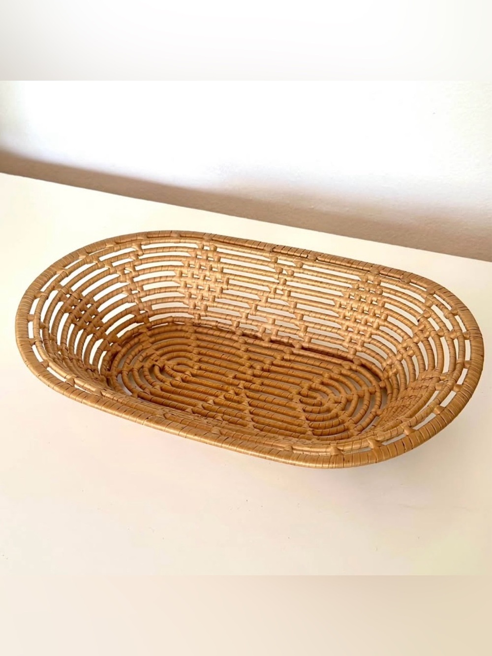 Vintage Oval Woven Wicker Rattan Basket